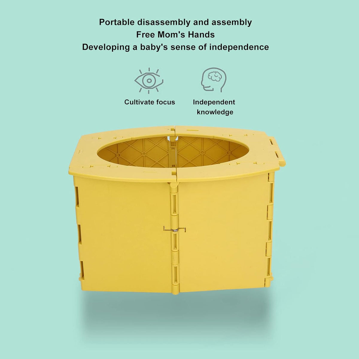 Portable Potty for Toddler Travel, Foldable Toddler Toilet Seat Travel Potty Training Toilet for Boys Girls, Mobile Folding Toilet for Car, Camping, Tourism, Outdoor, Indoor (Yellow)