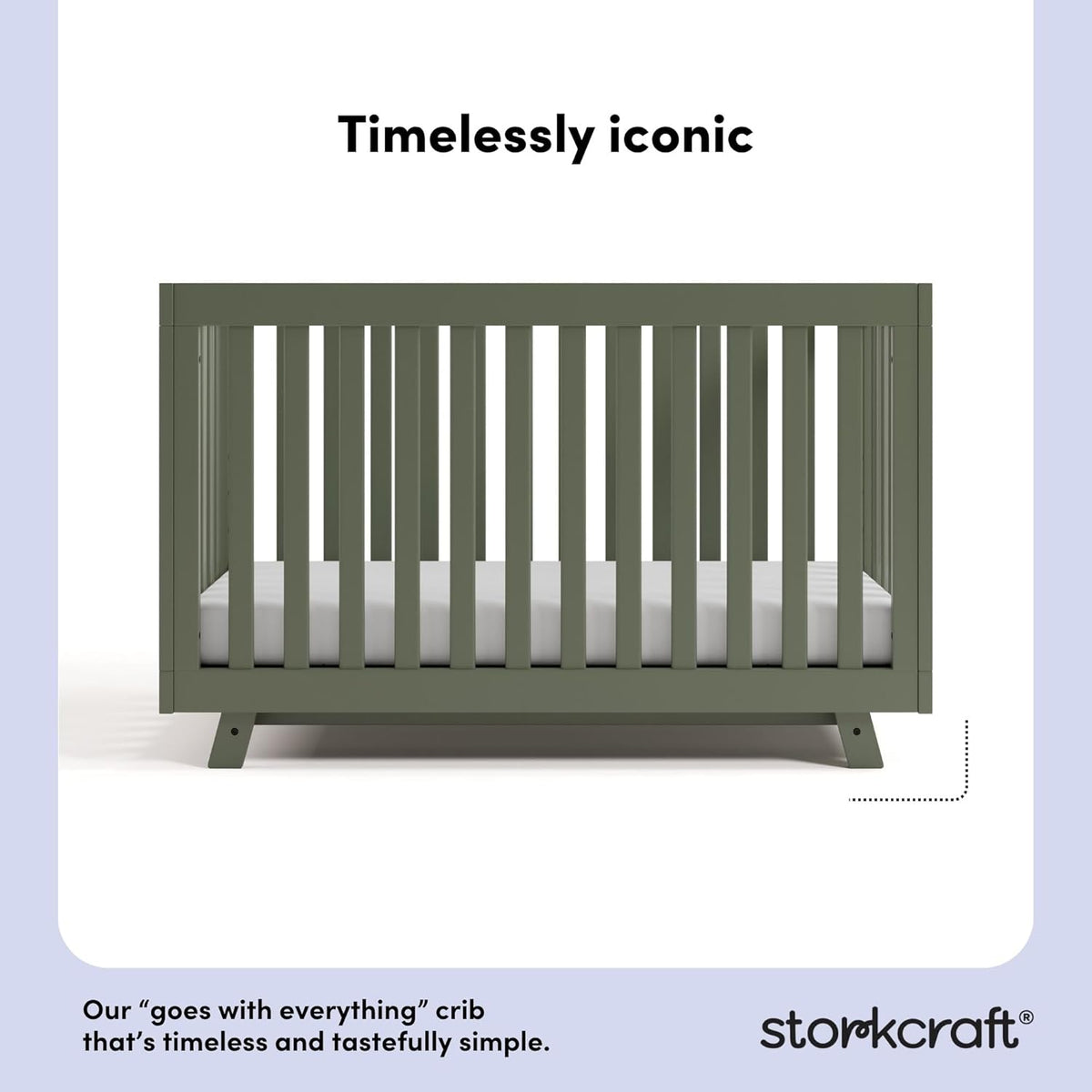 Storkcraft Beckett Grow-with-Me Convertible Crib (Olive) – GREENGUARD Gold Certified, Converts to Toddler Bed & Daybed, Fits Standard Crib Mattress, Easy-to-Assemble