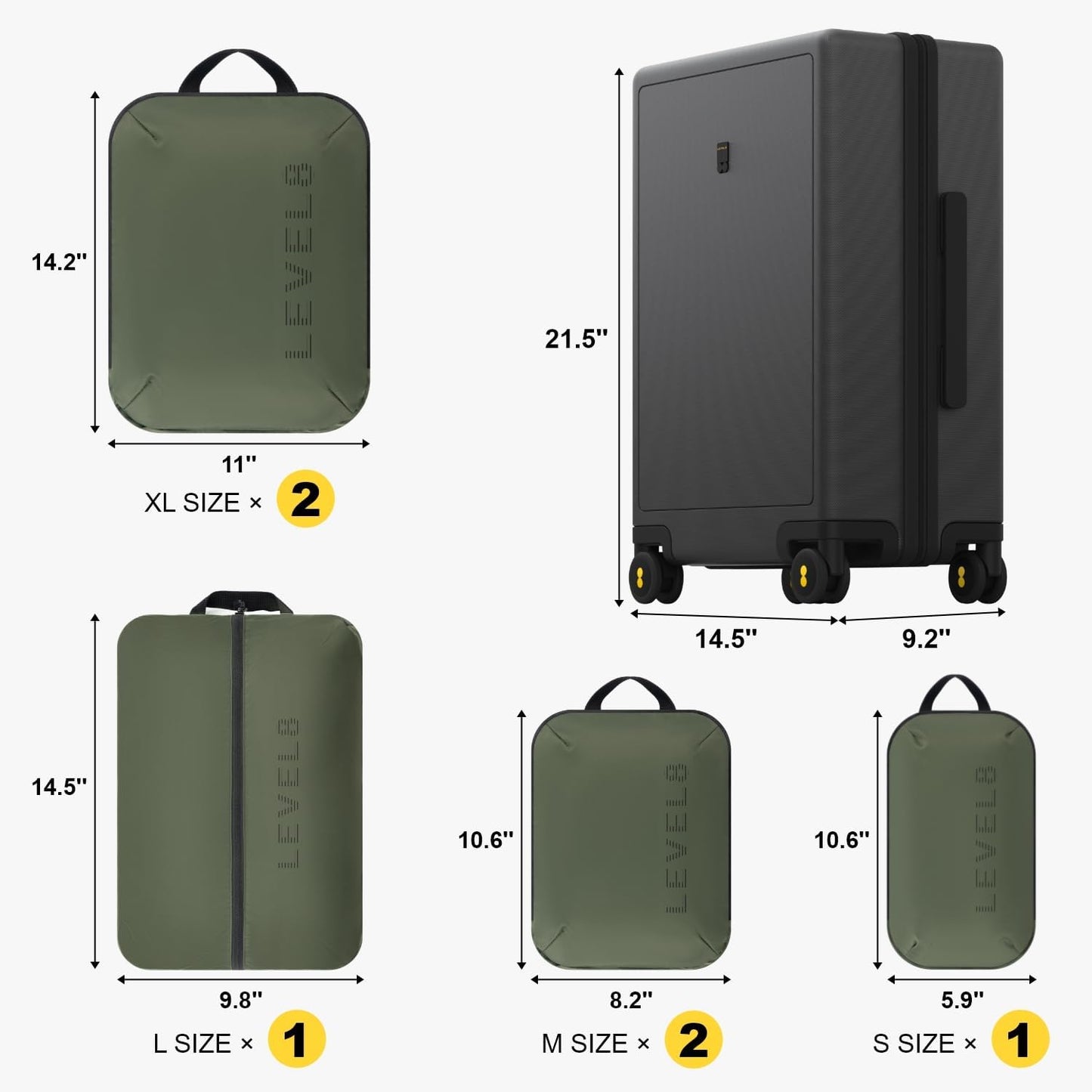 LEVEL8 Carry on Luggage Airline Approved, Small Carry on Suitcases with Wheels, Lightweight Hardside Textured Luggage for Travel, Tsa Approved, 20-Inch, Dark Grey