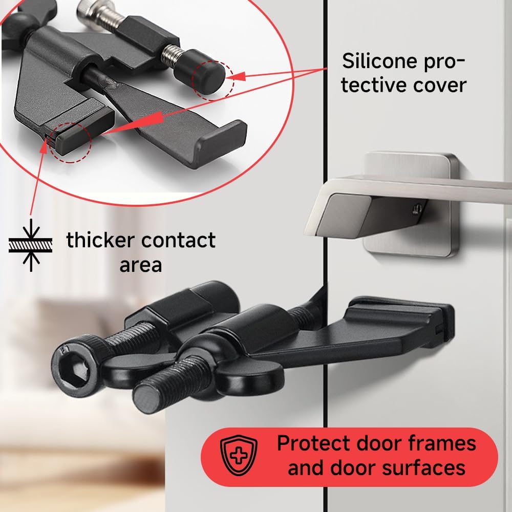 Portable Alarm Door Stopper for Additional Safety in Hotel,Apartment and Bedroom,Removable Bottom Door Jammer Device,Anti Theft Extra Security Lock Kit for Travel. (Alarm Stopper&Lock)
