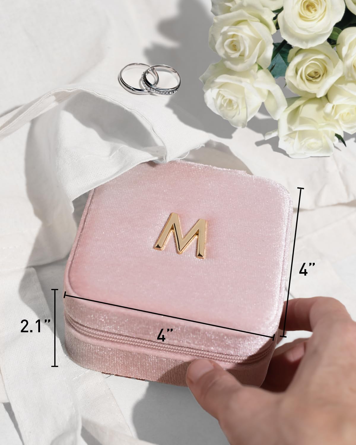 Vlando Teacher Must Haves, Personalized Initial Jewelry Case, Back to School Gift for Teacher, Teacher Appreciation Gifts, Teachers Day, Teacher Travel Jewelry Case with Initial - Letter E, Pink