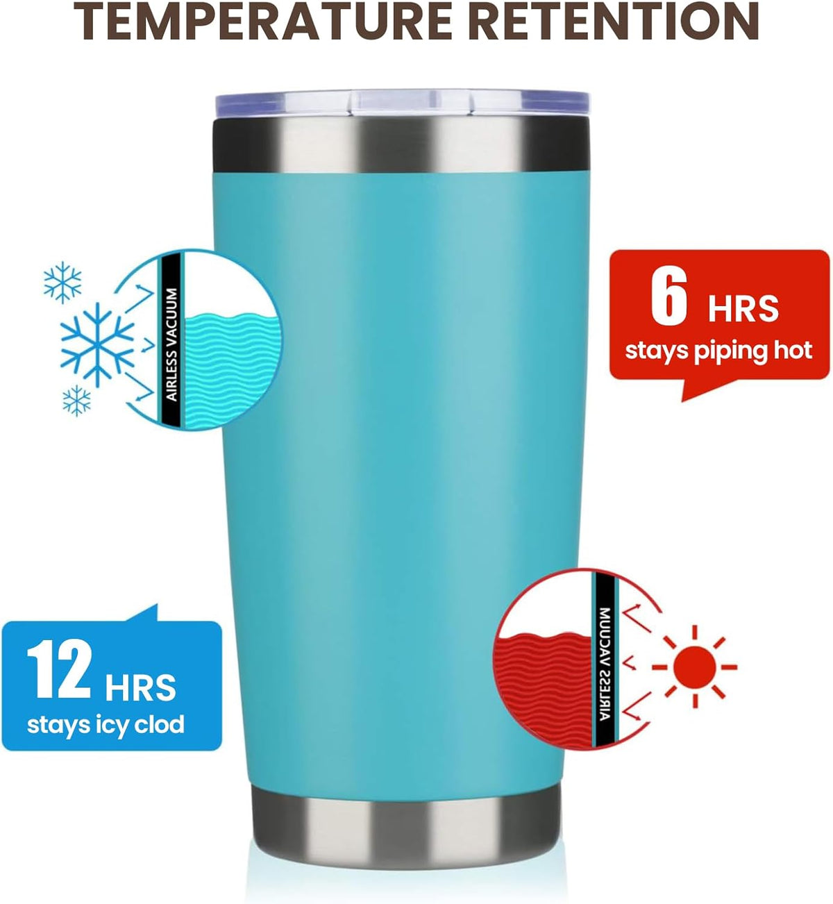 MEWAY 20oz Tumbler 4 Pack Double Wall Vacuum Insulated Travel Mug Bulk, Stainless Steel Tumblers with Lid and Straw, Durable Powder Coated Coffee Cups for Cold & Hot Drinks (Light Blue, 4)