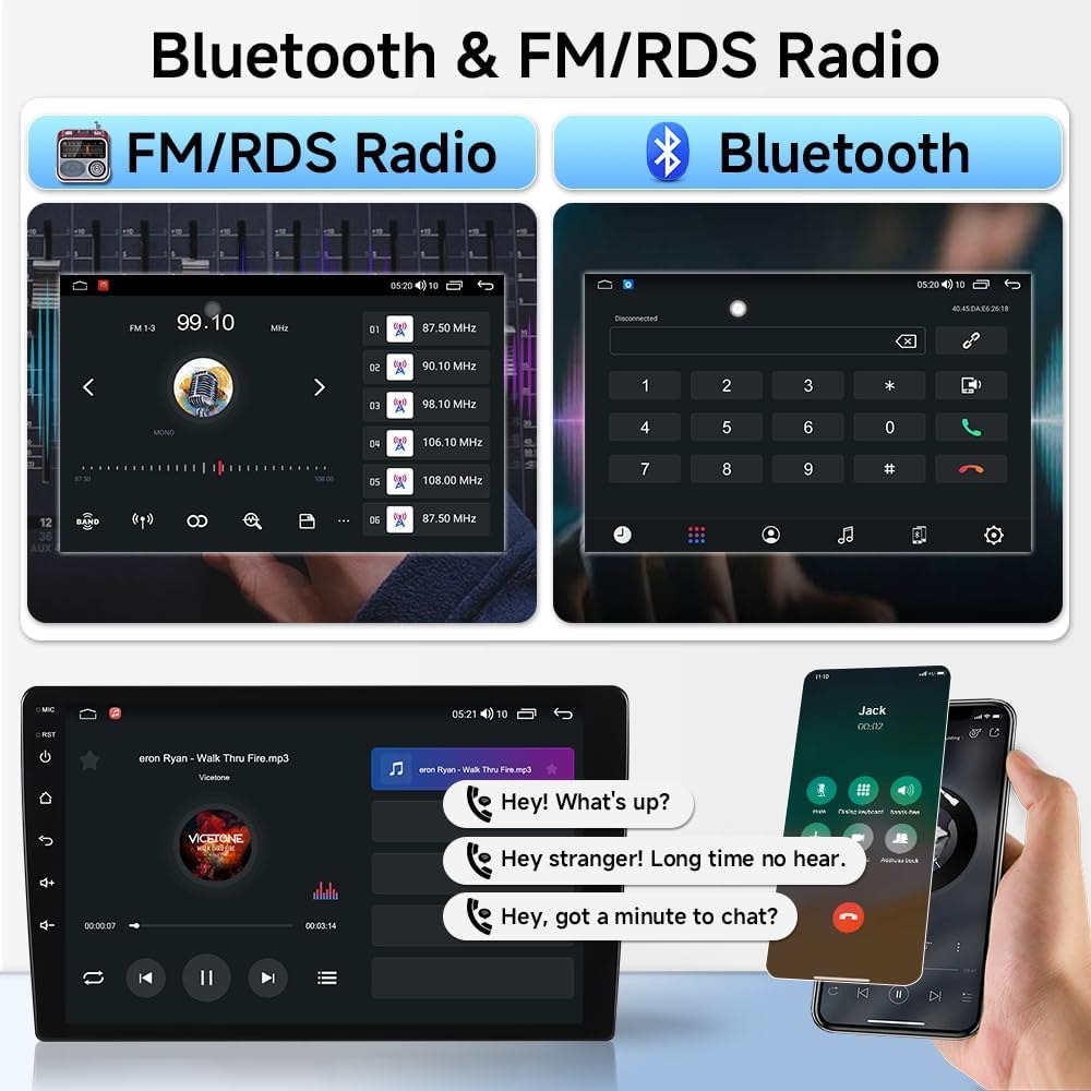 ASURE Car Stereo Radio Upgrade for Mustang 2010-2014,10.1 inch 8Core 4G+64G Android System GPS Navigation Head Unit with Wireless Carplay,Android Auto,1280x720 HD Touchscreen Multimedia Player