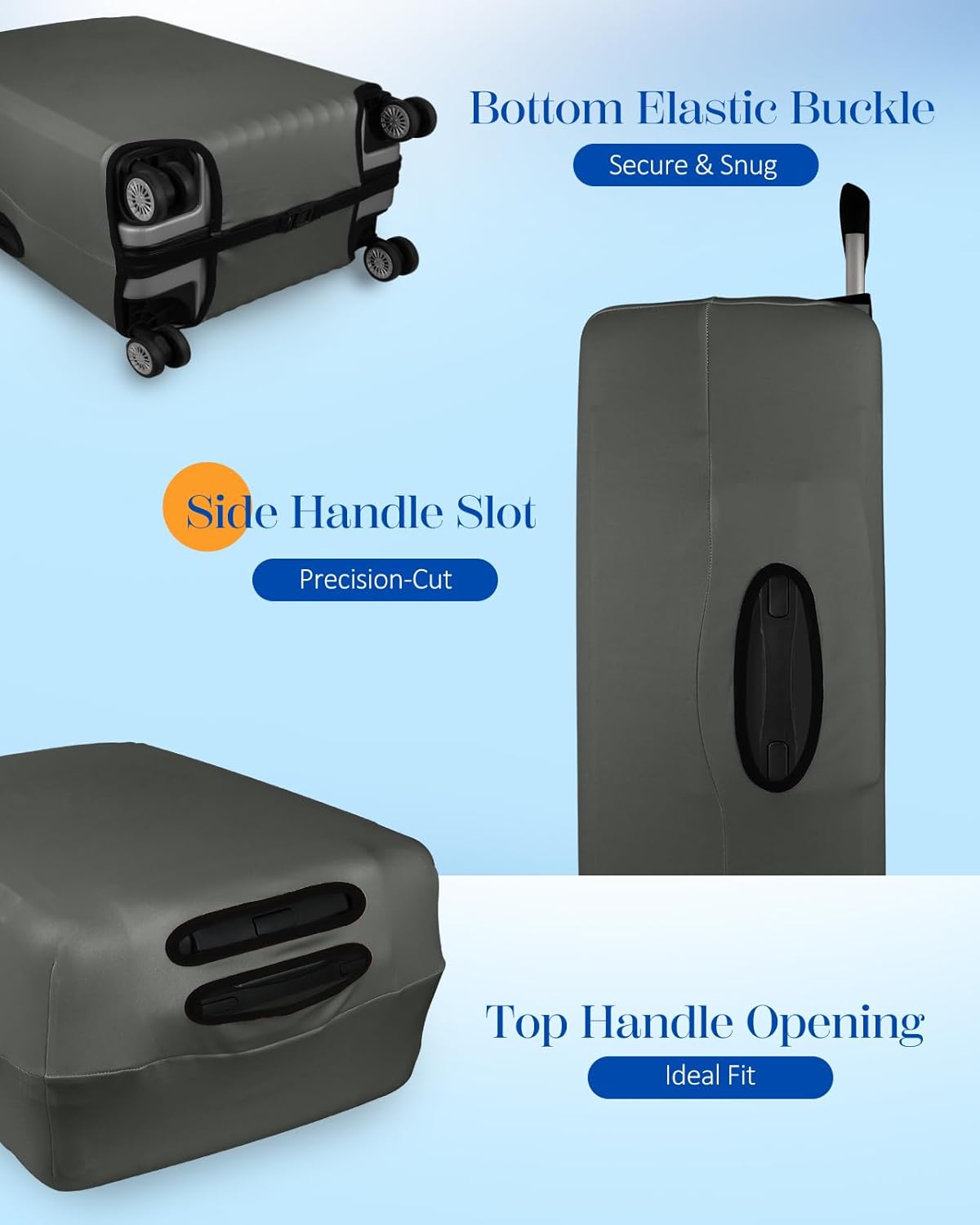 Slohif Luggage Cover for Suitcase Tsa Approved Protector - Luggage Sleeve Suit Case Cover Travel Stretch Large Baggage Case Protective Washable Fit 22-24 Inch Gray