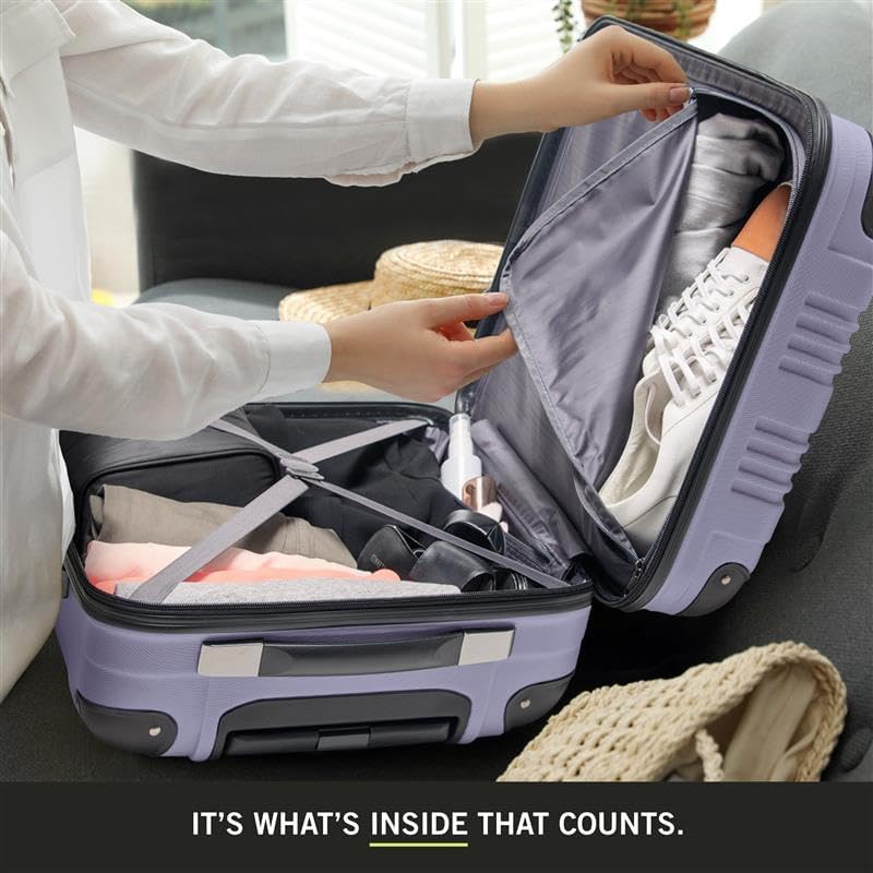 Kenneth Cole REACTION Out of Bounds Lightweight Hardshell 4-Wheel Spinner Luggage, Smokey Purple, 20-Inch Carry On