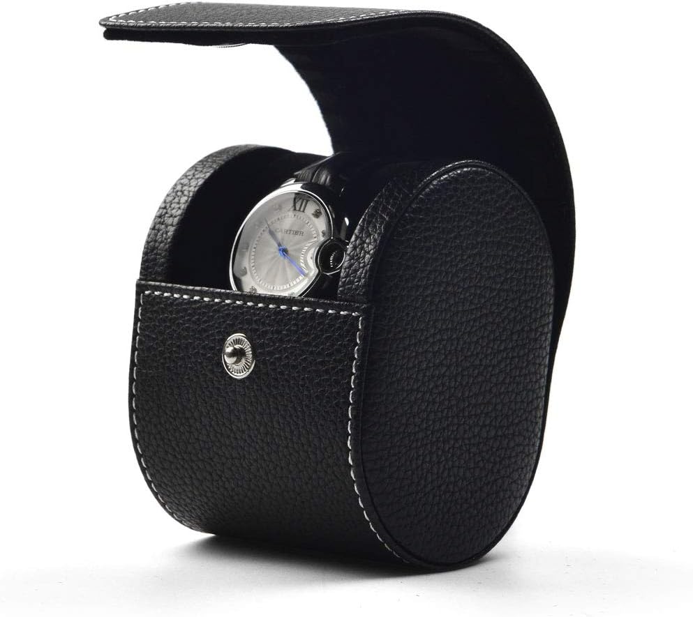 Oirlv Luxury Leather Watch Storage Box Travel Single Watch Case Jewelry Gift Box for Christmas Anniversary Birthday(Black)