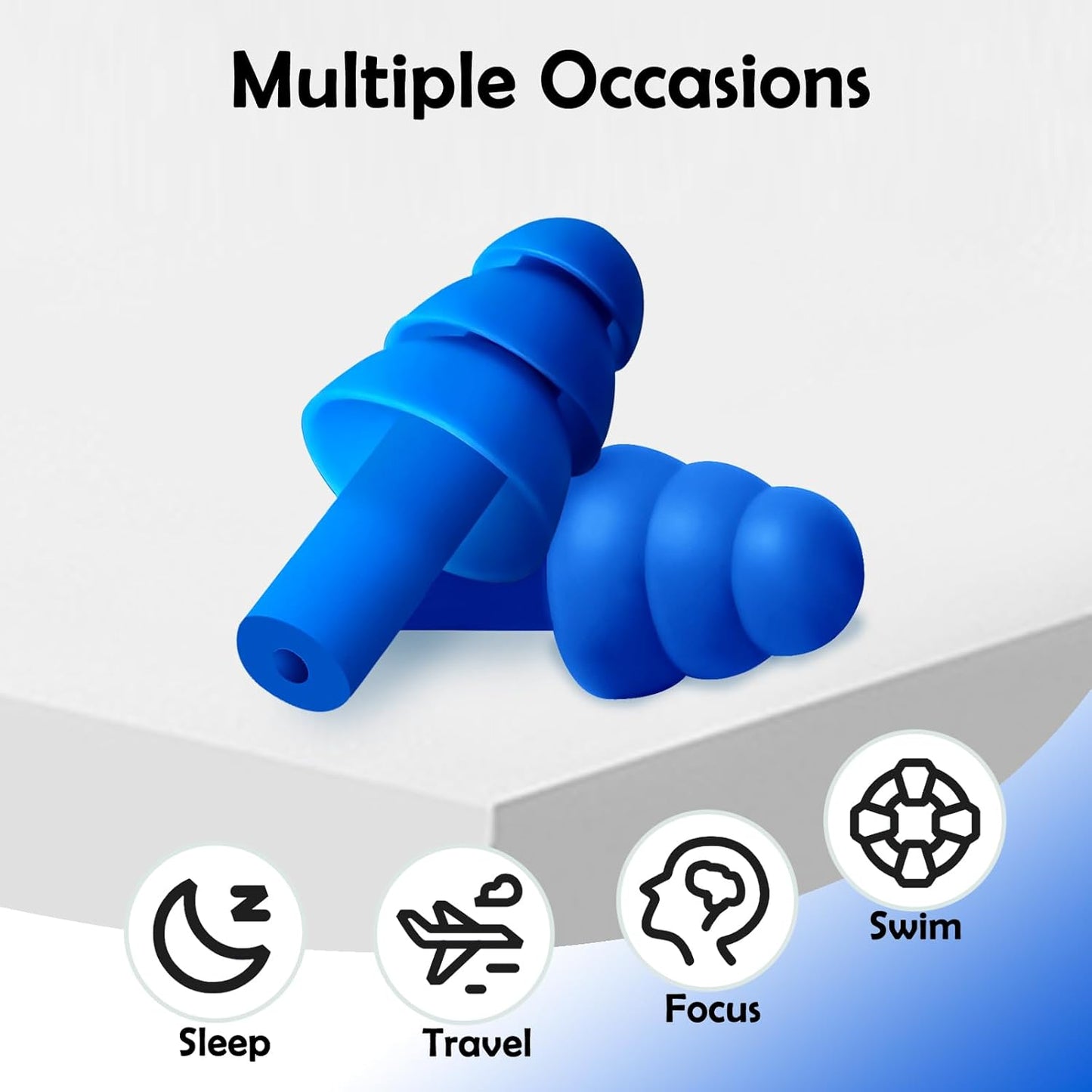200 Pairs Ear Plugs for Sleeping Noise Cancelling, Reusable Silicone Sound Blocking Earplugs, Waterproof Noise Reduction Ear Plugs for Shooting, Swimming, Concerts, Snoring