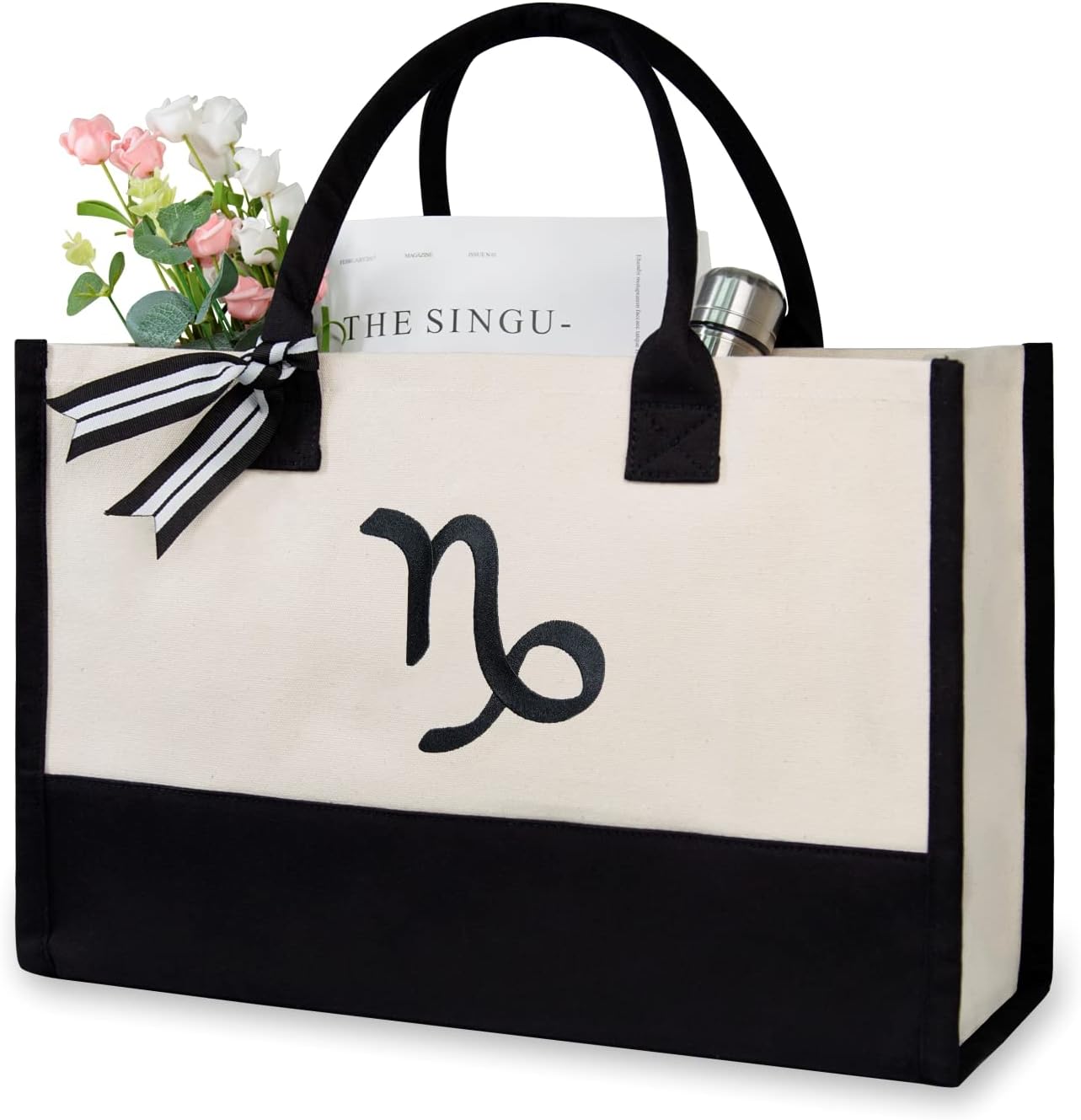 TOPDesign Embroidery Constellation Canvas Bag for Women (Capricorn)