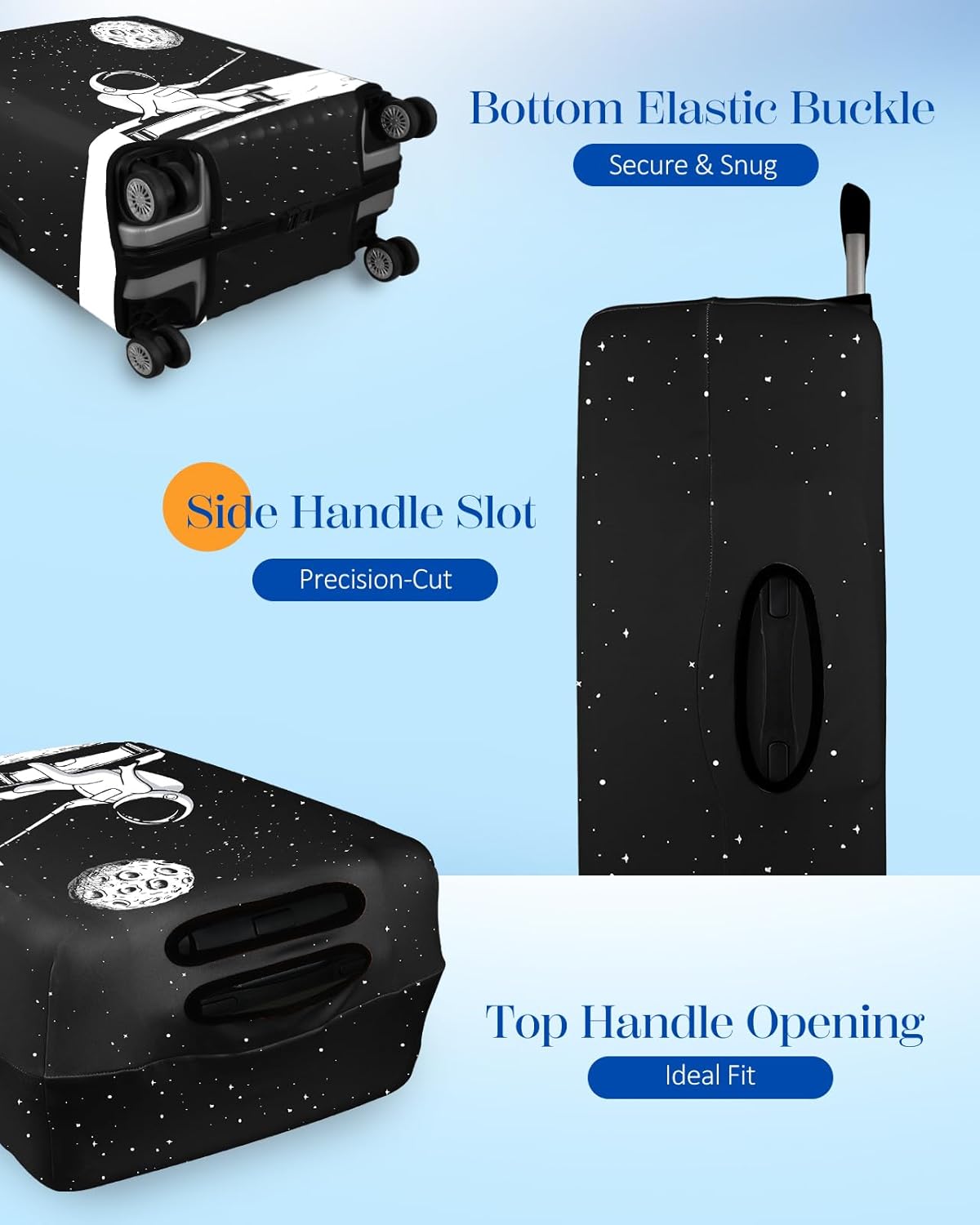 Slohif Luggage Cover for Suitcase Tsa Approved Protector - Luggage Sleeve Large Suit Case Cover Travel Stretch Baggage Case Protective Washable Fit 28-30 Inch Astronaut L