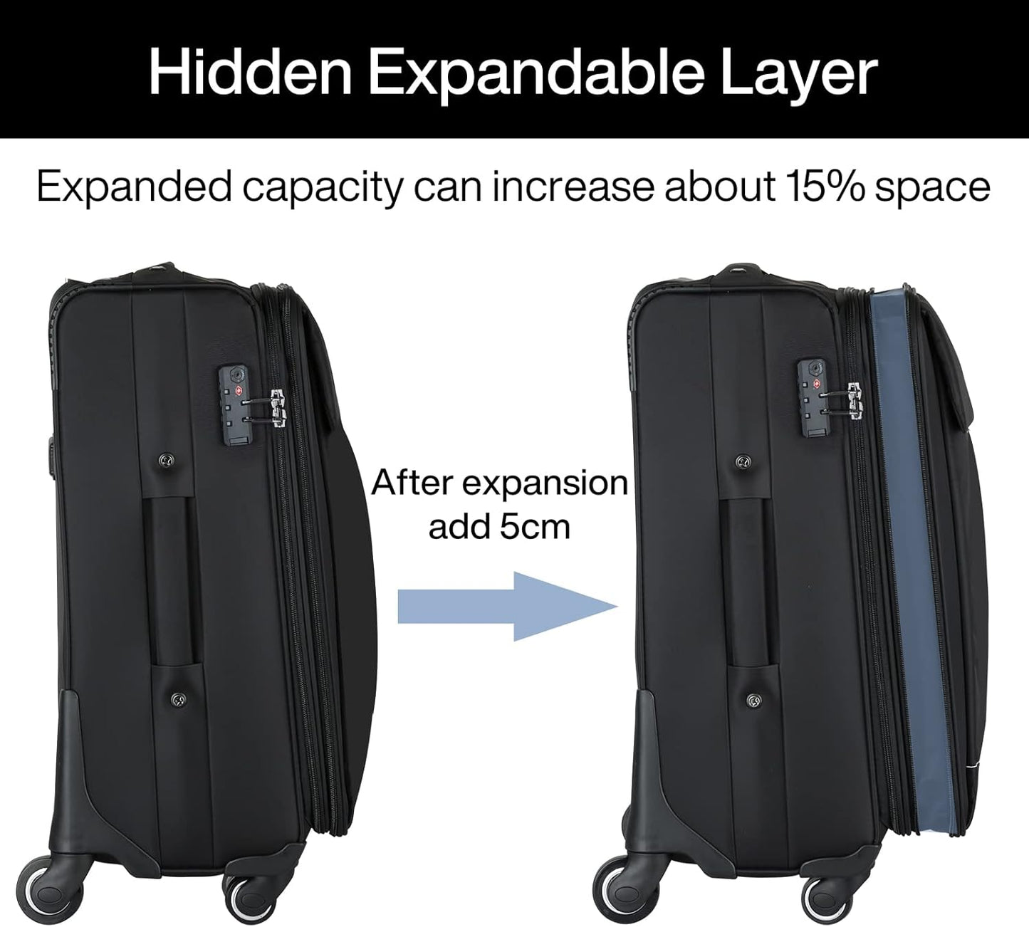 Hanke 20 Inch Expandable Carry On Luggage 22x14x9 Airline Approved Softside Suitcases with Wheels Lightweight Travel Luggage Rolling Suitcase with Lock for Men and Women.(Purple)