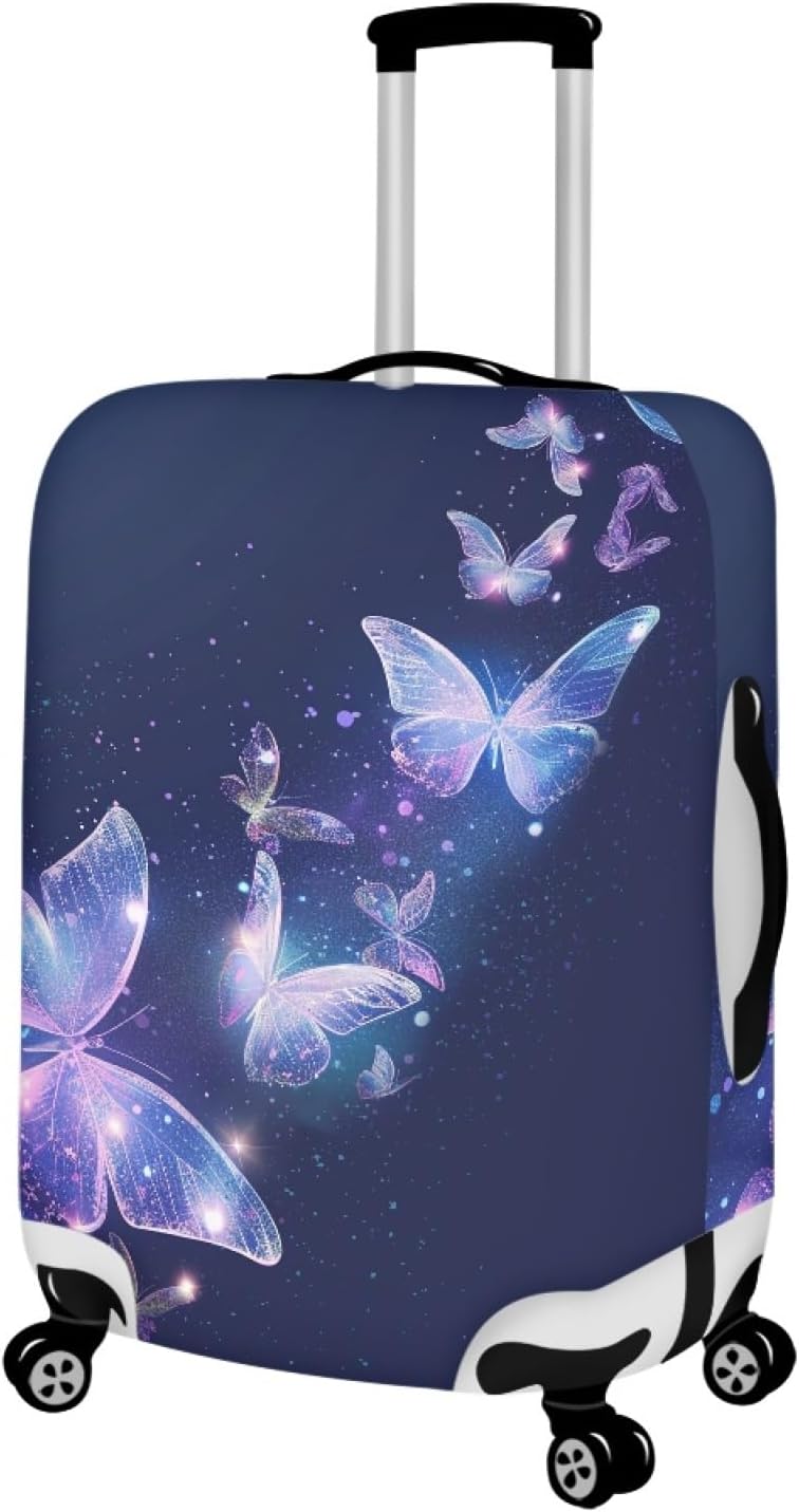 Travel Luggage Cover Anti-scratch Baggage Suitcase Protector Fits 26-29 Inch Luggage, Purple Crystal Butterfly