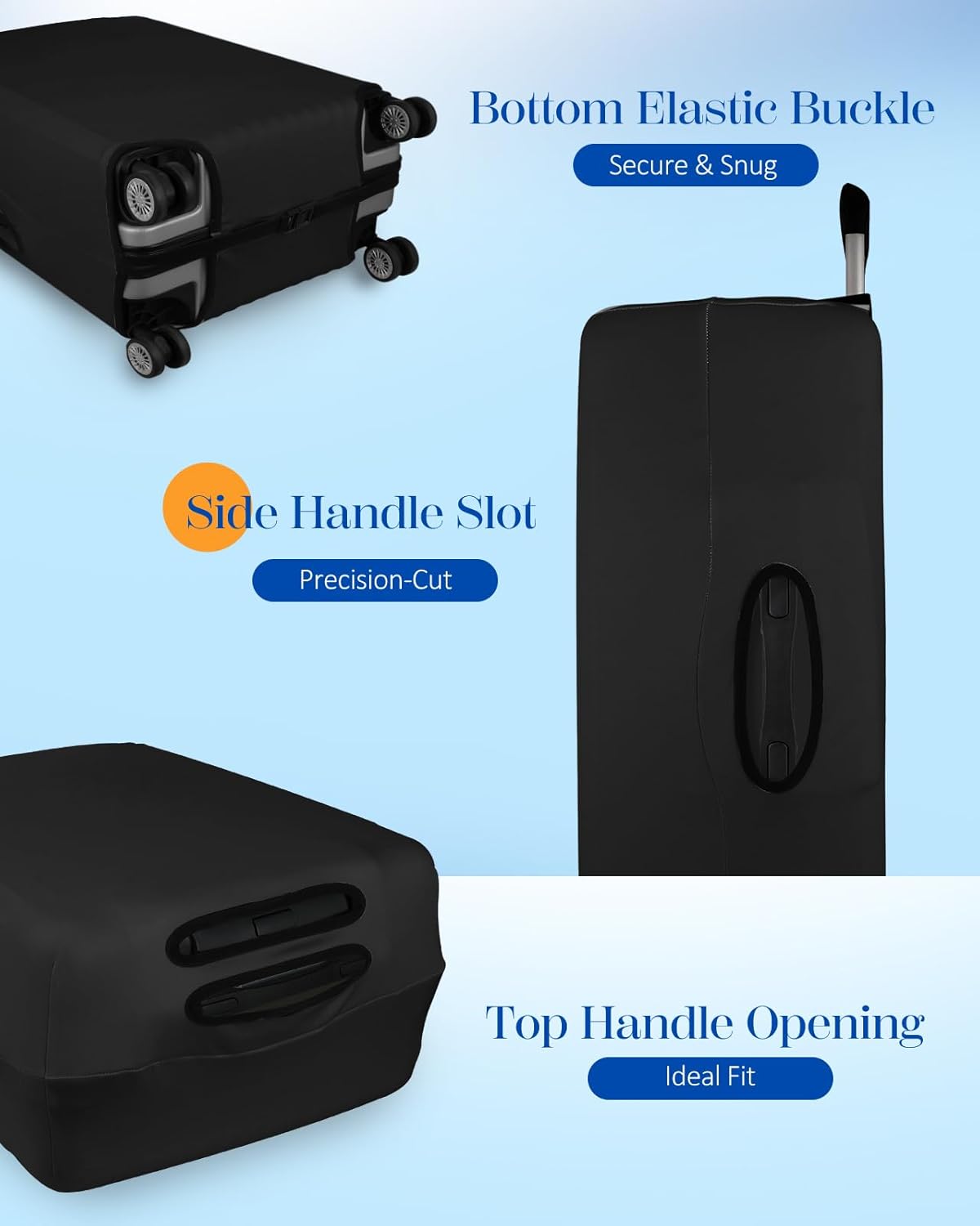 Slohif Luggage Cover for Suitcase Tsa Approved Protector - Luggage Sleeve Suit Case Cover Travel Stretch Large Baggage Case Protective Washable Fit 29-30 Inch Black