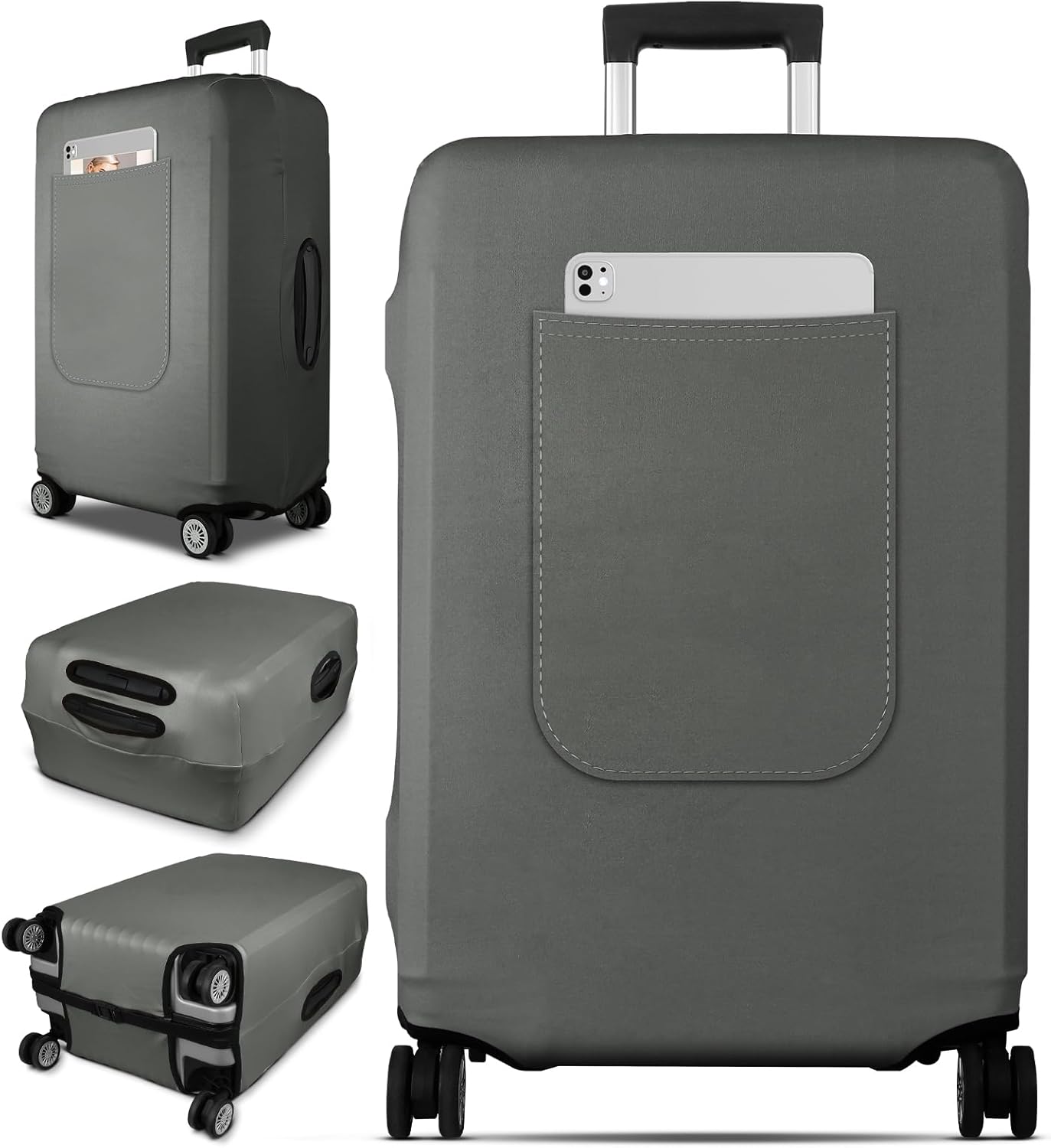 Slohif Luggage Cover for Suitcase Tsa Approved Protector - Luggage Sleeve Suit Case Cover Travel Stretch Large Baggage Case Protective Washable Fit 29-30 Inch Gray