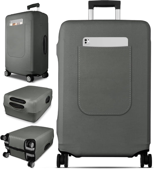 Slohif Luggage Cover for Suitcase Tsa Approved Protector - Luggage Sleeve Suit Case Cover Travel Stretch Large Baggage Case Protective Washable Fit 22-24 Inch Gray