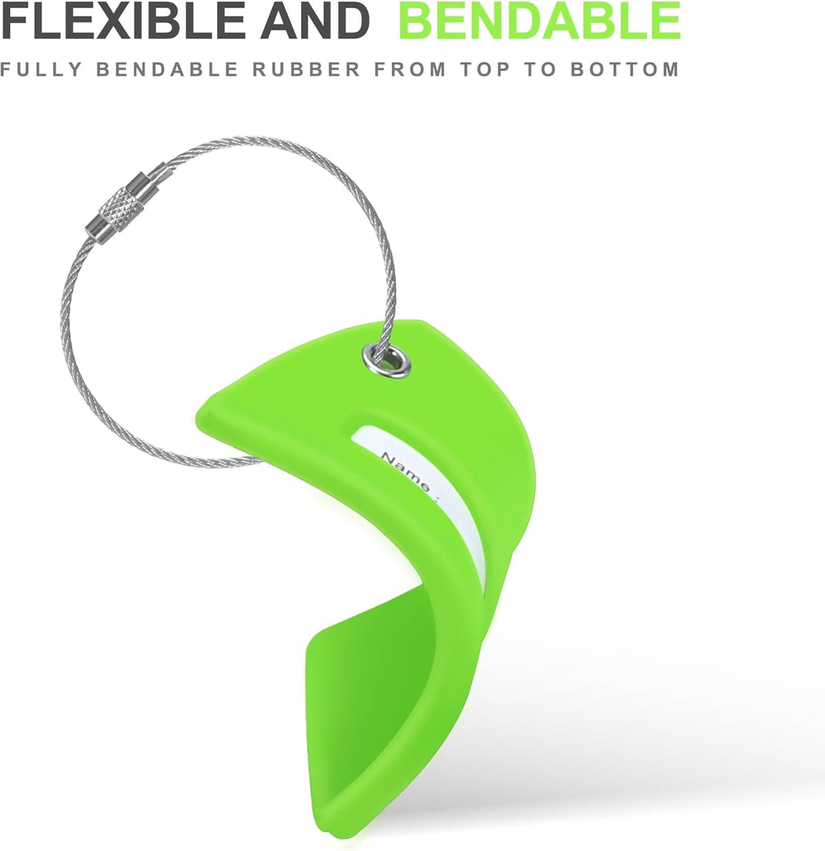8 Pcs Luggage Tags for Suitcases, 26 Initial Letter Travel Luggage Baggage Identification Labels ID Tags Fully Bendable Tags with Stainless Steel Loop (Letter M, Green)