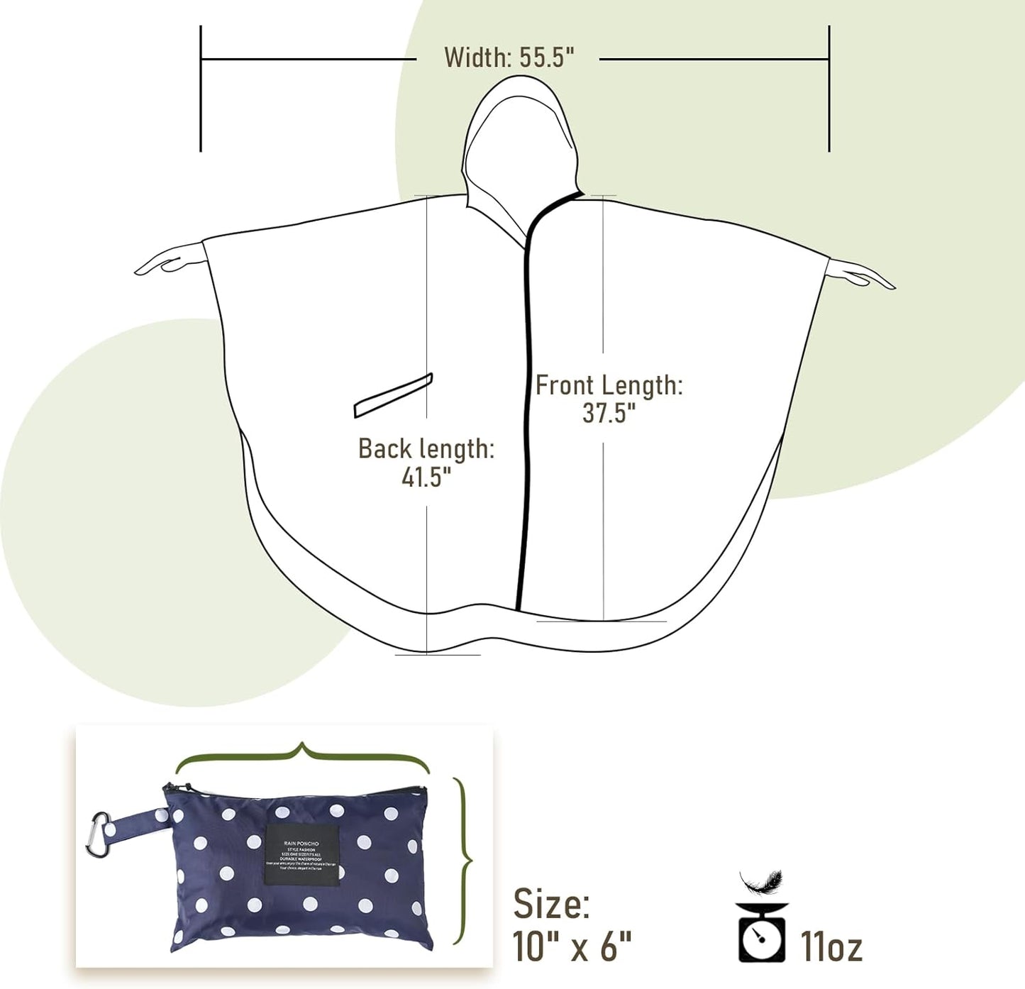 SaphiRose Unisex Rain Poncho Raincoat Hooded for Adults Women with Pockets