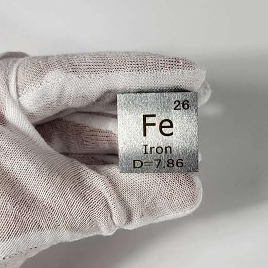 1" 25.4mm Iron Ferrum Metal Cube Fe up to 99.9% Pure Periodic Table Element Engraved Density Collection Science Education Display Block Cube + Acrylic Case Box - 1PC