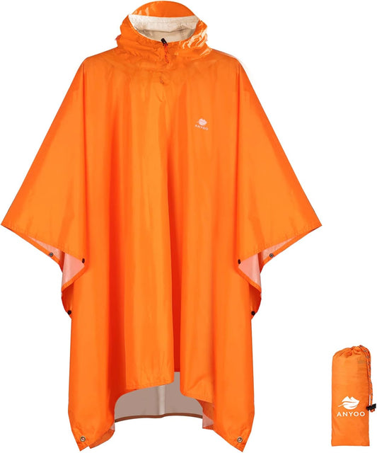 ANYOO Hooded Rain Poncho for Adults Waterproof Lightweight Rain Coat for Men Women Reusable Rain Jacket for Emergency Outdoor