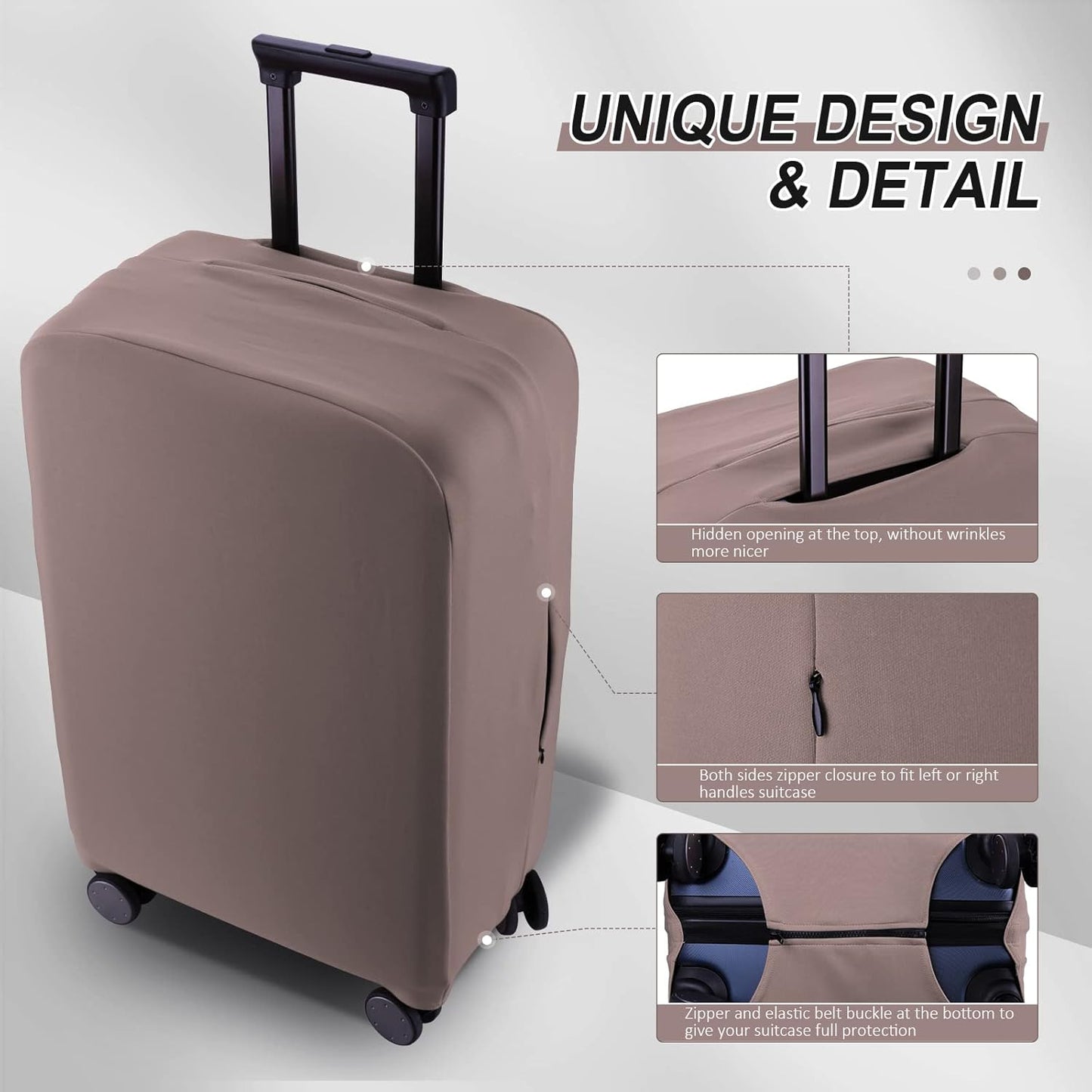 Travel Luggage Cover Suitcase Protector Scratch-Resistant Fit 19-31 Inch Suitcase, Not Included Suitcase (Khaki, 2XL(30-31 inch))