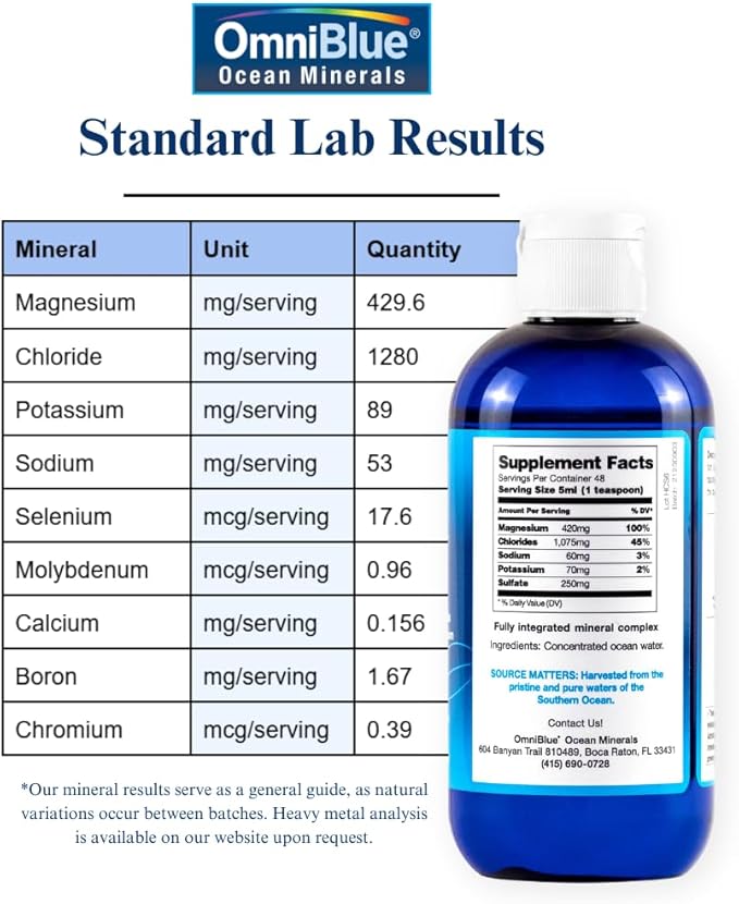 Ocean Minerals - 70+ Trace Minerals & Liquid Magnesium - Potassium, Chloride- Low Sodium - Natural Support for Sleep, Digestion, Regularity, Hydration & Electrolyte Balance (2-Pack 8oz)