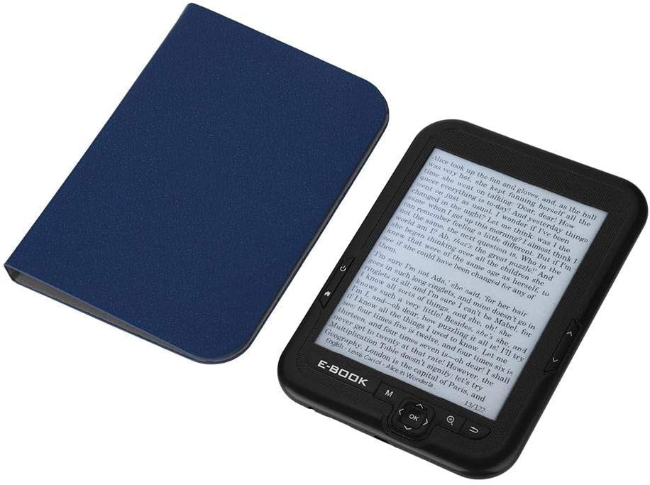 E-Reader, 6 inch E‑Book Reader with E‑Ink Screen, 1024 x 768 Resolution Display 300DPI Electronic Paper Book with Blue Cover, E-Paper Supports TF Card for Adult, Kids(Black 2)