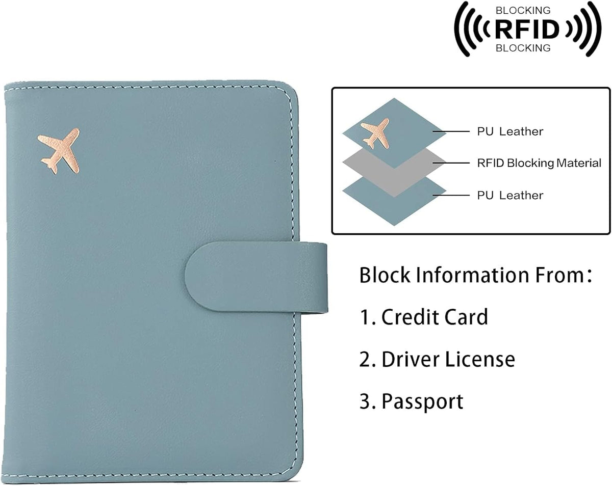 Melsbrinna Rfid Passport Holder for Travel women/Men, Cute Passport Wallet Rfid Blocking Card Slots, Rfid Passport Cover/CaseTravel Wallet, Passport Book Holder (1, Green2)