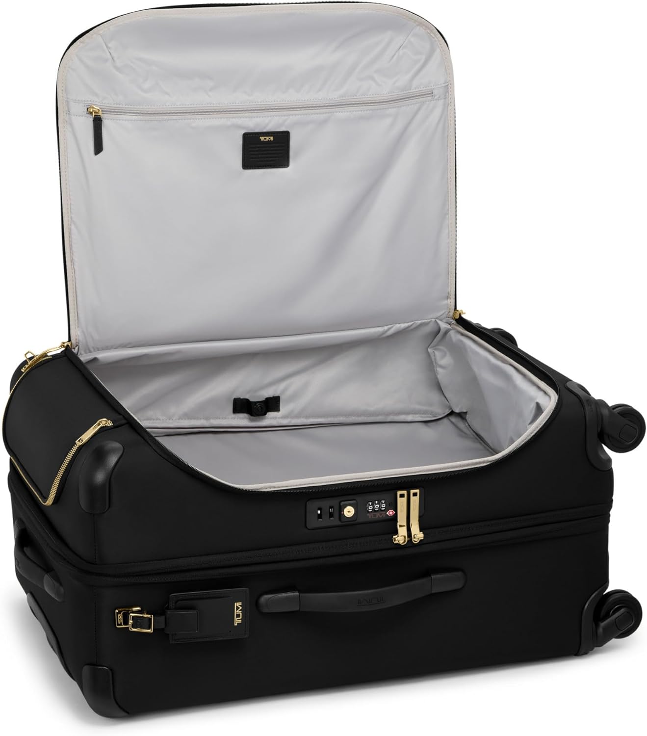 TUMI - Voyageur Leger 4 Wheeled Luggage - Women's Lightweight and Spacious, Sleek Silhouette, Durable Premium Suitcase - 29" Extended Trip Expandable Packing Case, Black with Gold Hardware