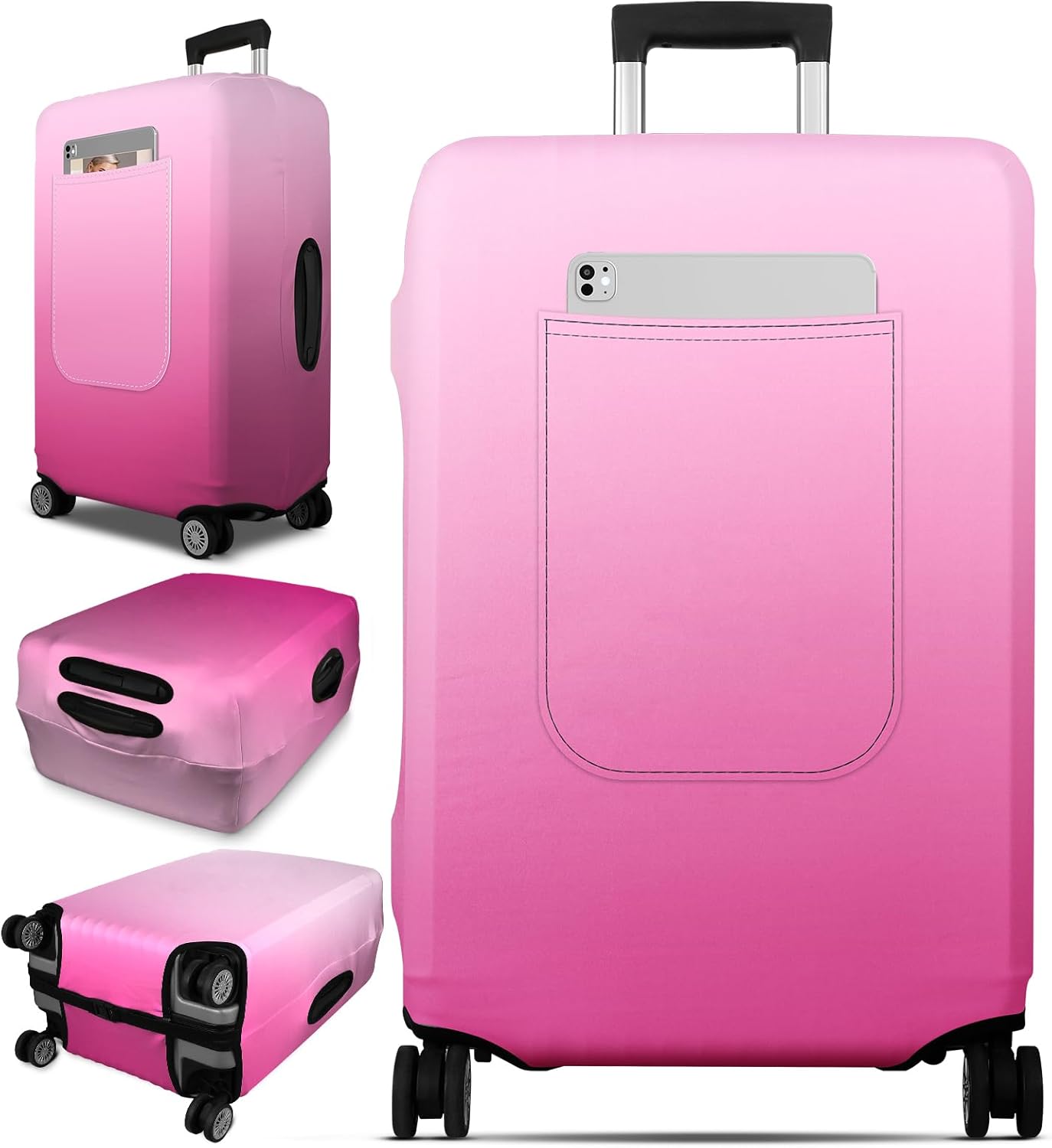 Slohif Luggage Cover for Suitcase Tsa Approved Protector - Luggage Sleeve Large Suit Case Cover Travel Stretch Baggage Case Protective Washable Fit 24-27 Inch Rose Gradient M