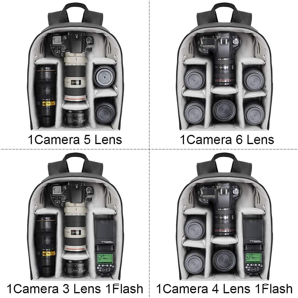Cwatcun Camera Backpack Professional Camera Bag for Sony Canon Nikon SLR DSLR Mirrorless Camera and Lens Waterproof Camera Case with 14" Laptop Compartment, Tripod Strap Accessories (Ⅱ Small Grey)