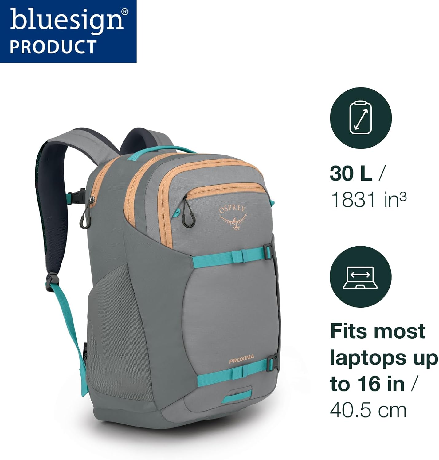 Osprey Proxima 30L Campus Laptop Backpack - Organized Everyday Pack with Tech Storage, Water Bottle Pockets, and Comfortable Carry - Perfect for School, Commuting, and Travel, Firestarter Orange