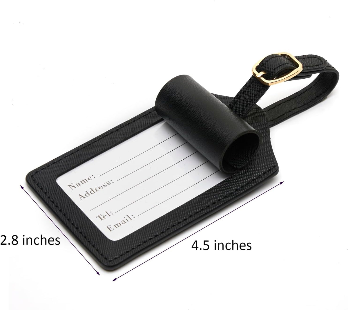 Luggage Tag PU Leather for Suitcase Baggage Handbag Travel Bag Label Suitcase Tag Label Tag w. Name Card & Privacy Cover (W)