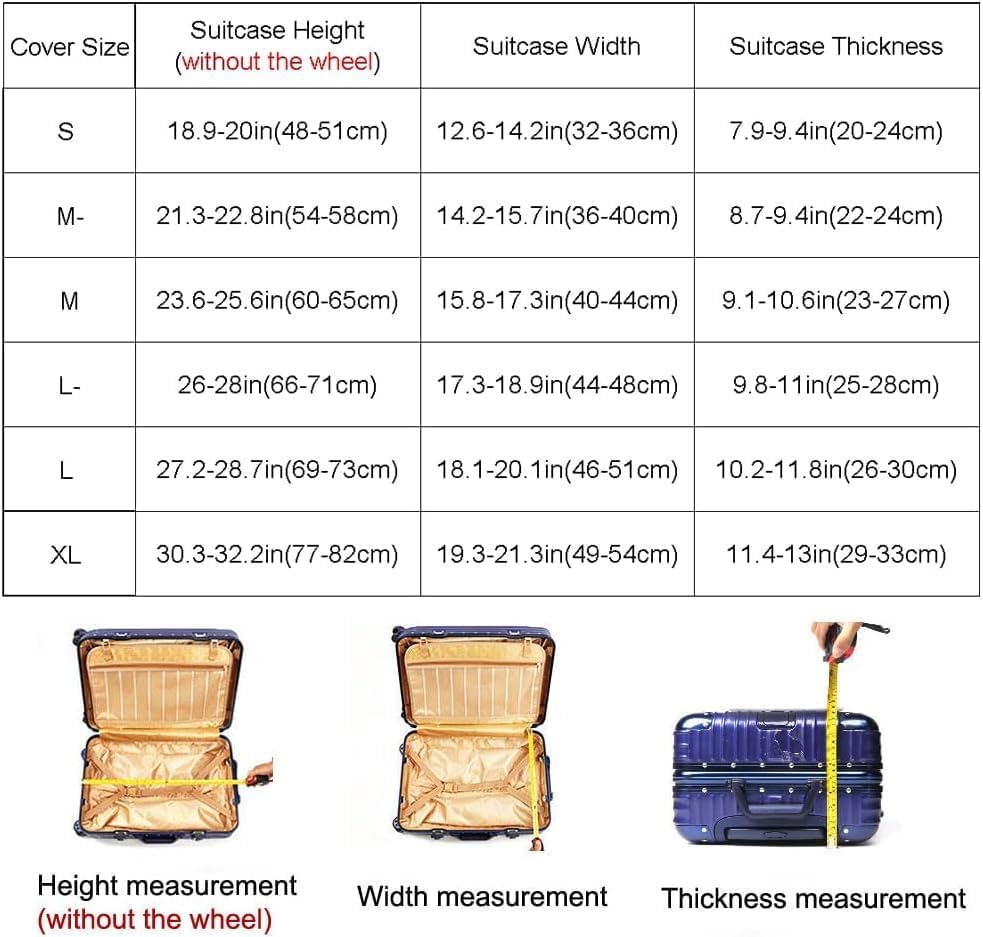 MosaiRudo Thicker Luggage Cover Elastic Suitcase Cover Protector Fits 18-32 Inch Suitcase Travel Accessories (Travel-4, L)