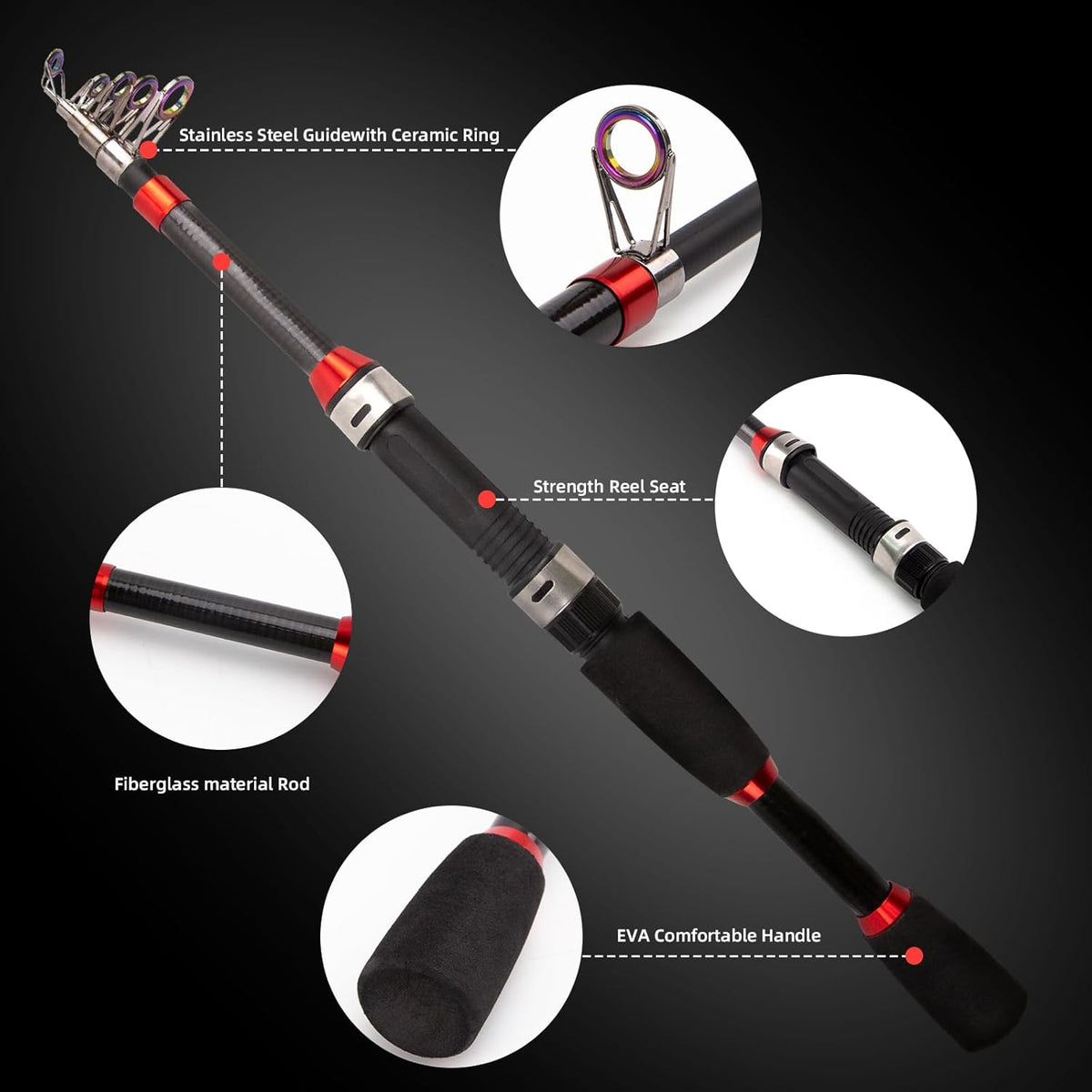 Collapsible Fishing Rod and Reel Combo, BalanZze Telescopic Fishing Rod with Spinning Reel, Portable Collapsible Fishing Pole Kit for Saltwater and Freshwater