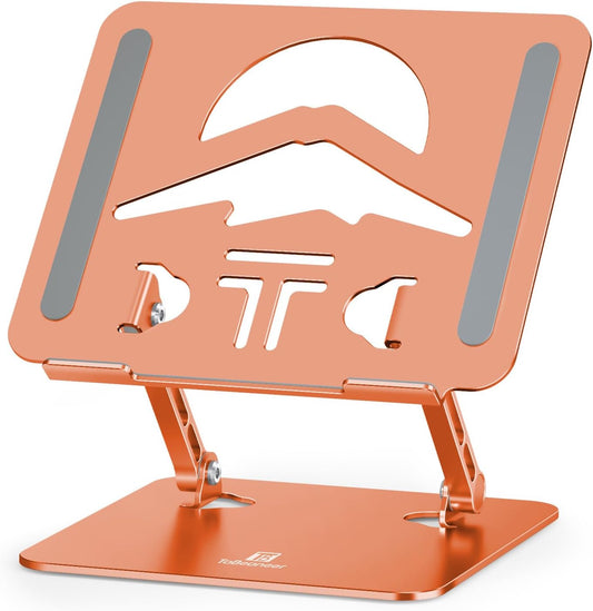 Laptop Stand, Ergonomic Adjustable Computer Stand for Collaborative Work, Foldable and Portable Heat Sink Computer Stands, Fits up to 15.6-inch Laptops (Orange)