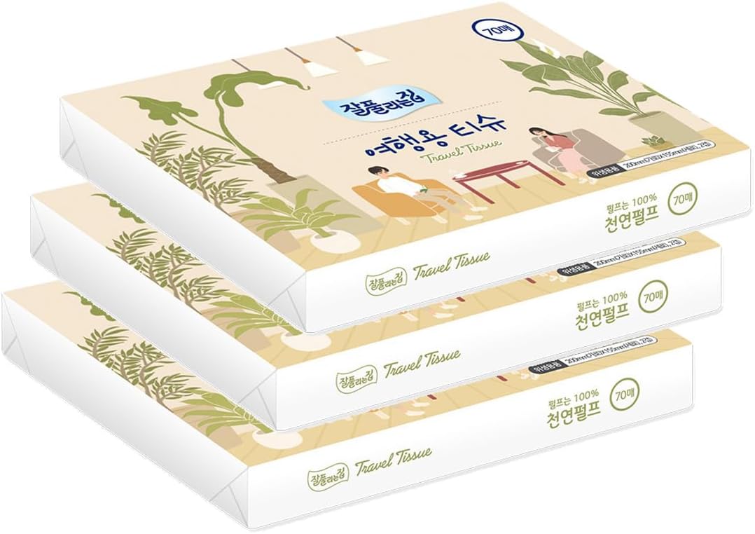 LENITH Travel Pocket Tissues Packs (Soft Pack) 70 Sheets per pack / 3packs, 210 Tissues Total, Travel, Camping, Office, Car