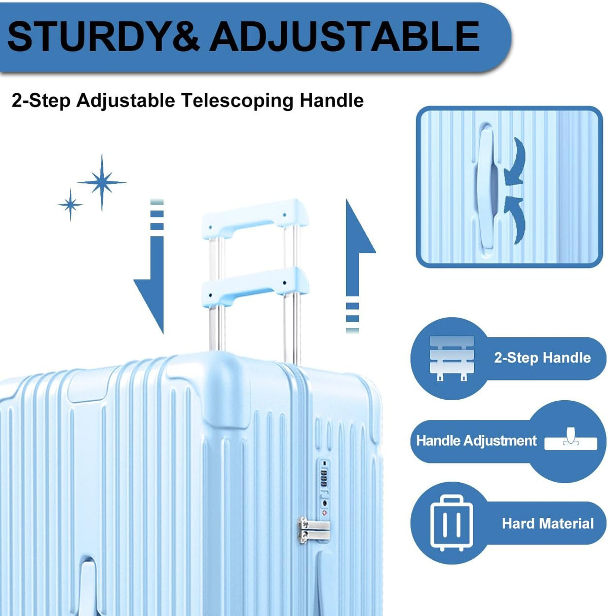 Krute Luggage Sets 2 Piece Suitcase with Spinner Wheels PC+ABS Hardside Suitcases Charging Port TSA Lock Carry On Luggage with Cup Holder 20+28 Inch