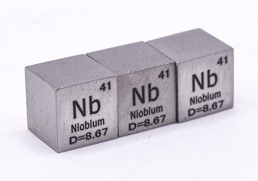0.39" 10mm Niobium Metal Cube Nb up to 99.9% Pure Periodic Table Element Engraved Density Collection Science Education Display Block Cube + Acrylic Case Box - 1PC