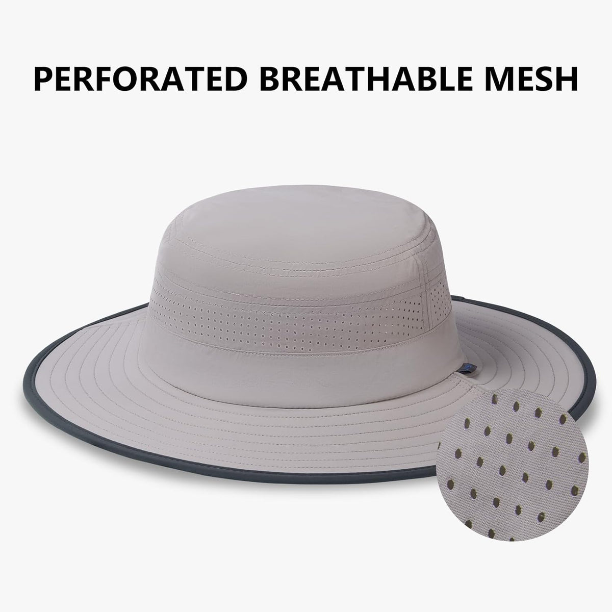 UPF 50+ Foldable Brim Water-Resistant Sun Bucket Hat with Laser Perforated Mesh Adjustable for Men Women Outdoor