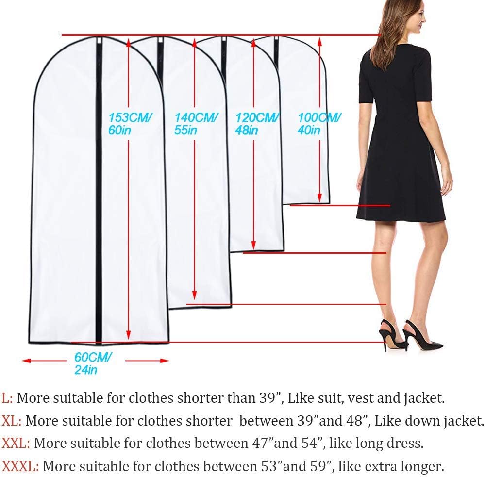 Garment Bags for Hanging Clothes 24'' x 48'' (Set of 6) Suit Covers for Closet Garment Bag Suit Cover for Suits Jacket Dresses Clothes Storage [Upgraded Version]