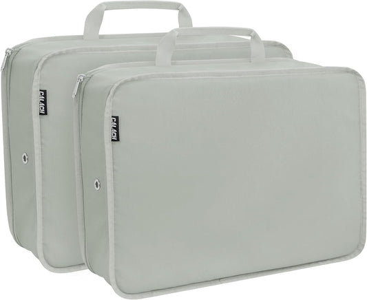 Compression Packing Cubes for Travel Essentials, 2 Pack Expandable Travel Cubes for Packing Bags Suitcase Organizer, Grey