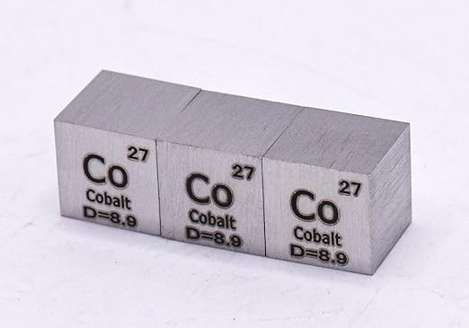 0.39" 10mm Cobalt Metal Cube Co up to 99.9% Pure Periodic Table Element Engraved Density Collection Science Education Display Block Cube + Acrylic Case Box - 1PC