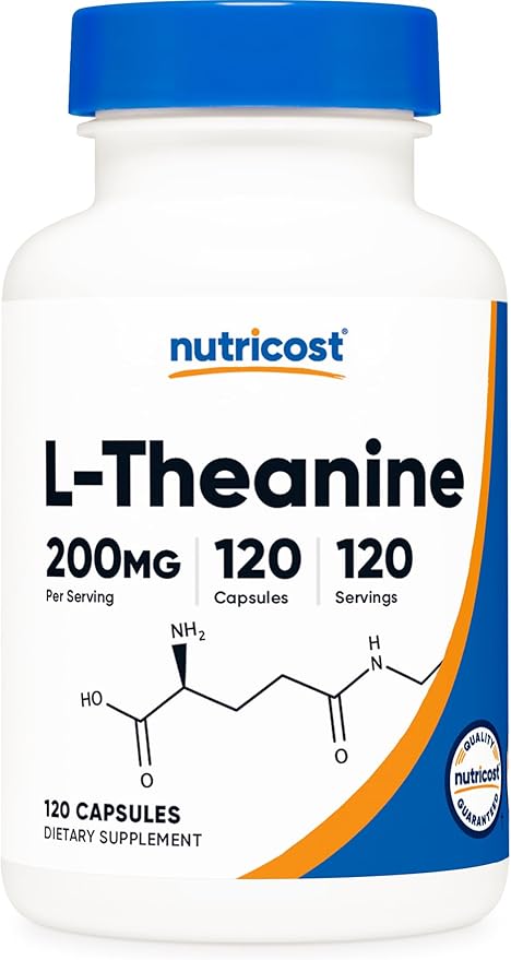 Nutricost L-Theanine 200mg, 120 Capsules, Double Strength - Non-GMO, Gluten Free