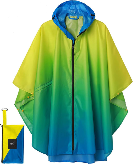 SaphiRose Rain Poncho Jacket Coat Hooded for Adults with Pockets