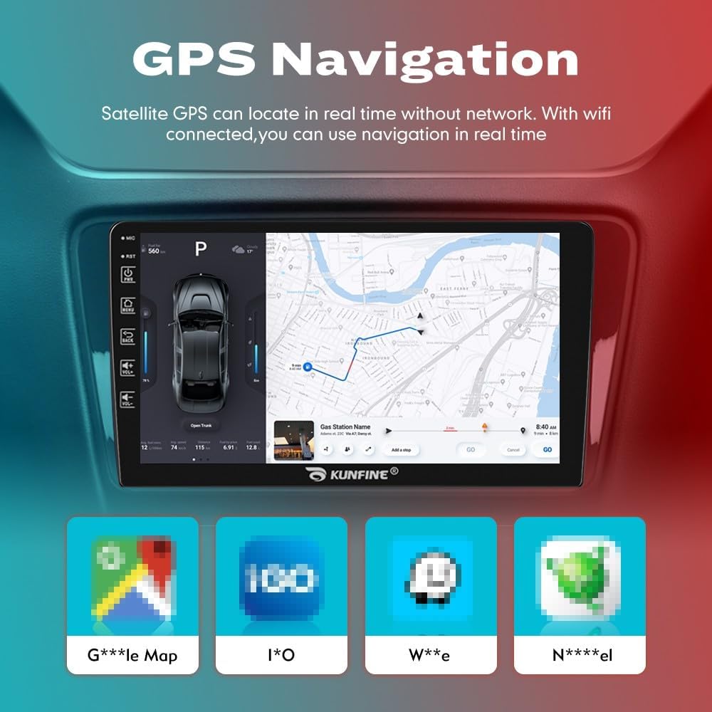 Kunfine Car CarPlay Android Auto Navigation Stereo GPS Radio Reverse Camera Display 9" IPS Touchscreen Headunit Tablet Pad Media Player for Subaru Forester 2007-2013, if Applicable Octa Core 4G+64G