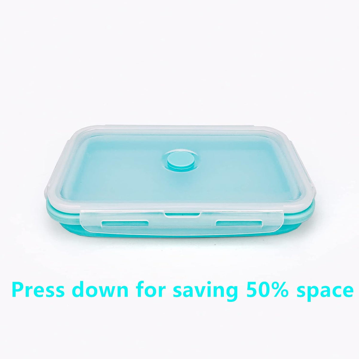 CARTINTS Large Collapsible Camping Food Containers, 1200ml Silicone Lunch Container, Microwave Safe Reusable Meal Prep Container For Indoor&Outdoor Kitchen With Foldable Spoon, Blue