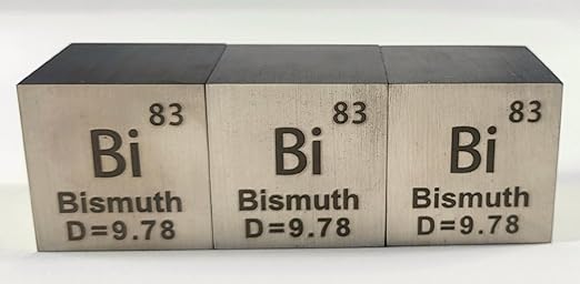 1.5" 38.1mm Bismuth Metal Cube Bi up to 99.9% Pure Periodic Table Element Engraved Density Collection Science Education Display Block Cube + Acrylic Case Box - 1PC