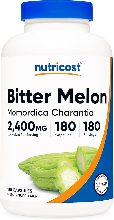 Nutricost Bitter Melon 600mg (2,400mg Equivalent), 180 Capsules - Gluten Free, Non-GMO