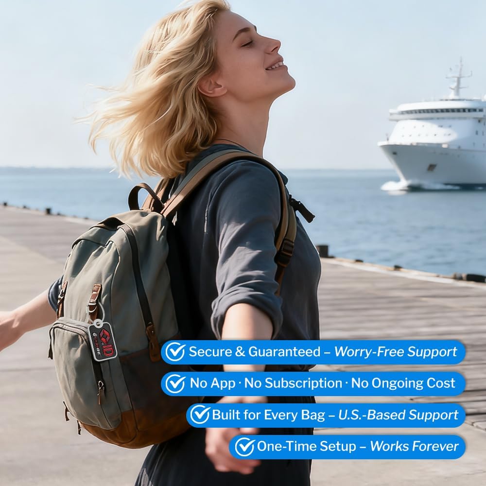 Forge Smart Lost and Found Luggage Tags, Global Luggage Tracking Tag, WorldTracer Compatible, Travel Sentry Powered Baggage ID System for Luggage, Bags, Suitcases, and More (Black 2 PK)