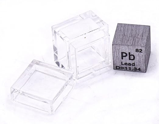0.39" 10mm Lead Plumbum Metal Cube Pb up to 99.9% Pure Periodic Table Element Engraved Density Collection Science Education Display Block Cube + Acrylic Case Box - 1PC