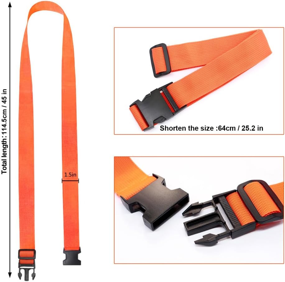 2Pack Luggage Straps Add Bag Luggages Straps to Connect Two Suitcases, Adjustable Luggage Belt Connector for Carry On, Travel Attachment Accessories for Connect Your 3 Luggages, Orange
